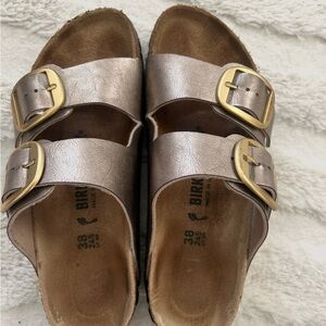 Birkenstock Women's Metallic Rose Gold Arizona Double Strap Sandal